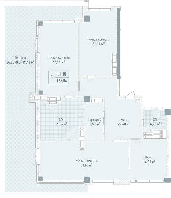 3-комнатная 166.04 м² в ЖК Бульвар Фонтанов от 68 150 грн/м², Киев