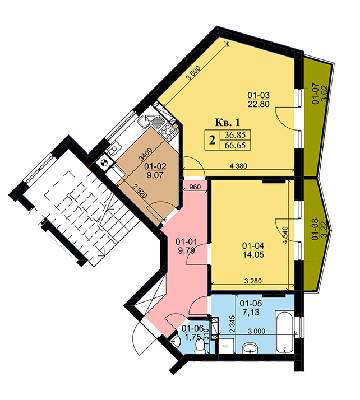 2-кімнатна 66.65 м² в ЖК на вул. Зелена, 184 від забудовника, Львів