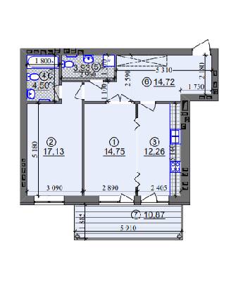 2-комнатная 70.55 м² в ЖК Липинка от 26 800 грн/м², Киев