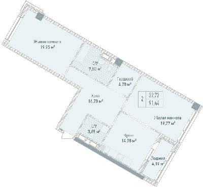 2-комнатная 91.44 м² в ЖК Бульвар Фонтанов от 71 280 грн/м², Киев