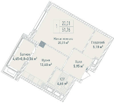 1-комнатная 51.76 м² в ЖК Бульвар Фонтанов от 71 280 грн/м², Киев