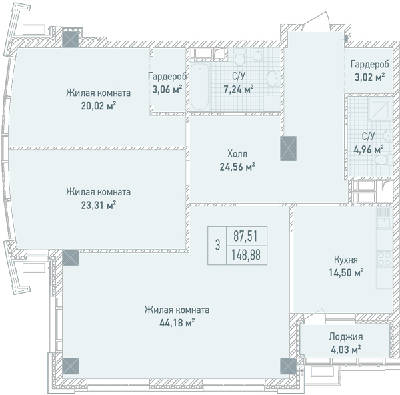 3-комнатная 148.88 м² в ЖК Бульвар Фонтанов от 71 280 грн/м², Киев