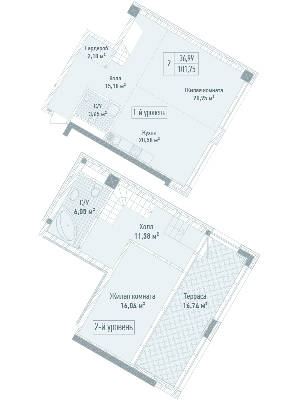 2-комнатная 101.75 м² в ЖК Бульвар Фонтанов от 71 280 грн/м², Киев