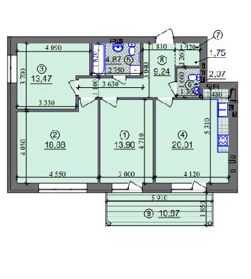 3-комнатная 87.45 м² в ЖК Липинка от 26 505 грн/м², Киев