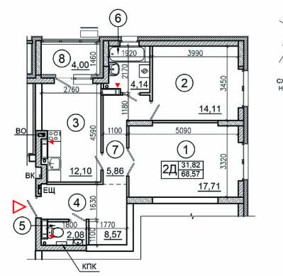 2-кімнатна 68.57 м² в ЖК Еврика від забудовника, Київ