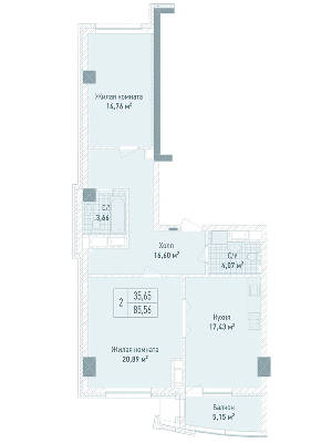 2-комнатная 85.65 м² в ЖК Бульвар Фонтанов от 71 280 грн/м², Киев