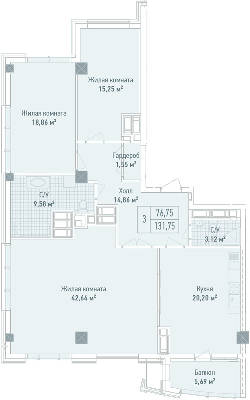 3-комнатная 131.75 м² в ЖК Бульвар Фонтанов от 71 280 грн/м², Киев
