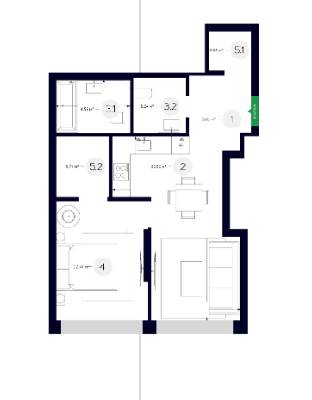 1-кімнатна 50.39 м² в ЖК White Lines від 48 650 грн/м², Київ