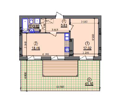 1-комнатная 46.03 м² в ЖК Липинка от 26 505 грн/м², Киев