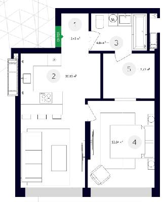1-кімнатна 45.66 м² в ЖК White Lines від 70 250 грн/м², Київ