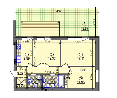 3-комнатная 69.23 м² в ЖК Липинка от 26 505 грн/м², Киев