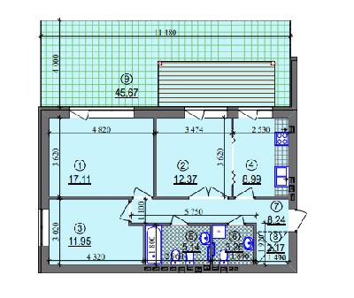 3-комнатная 69.23 м² в ЖК Липинка от 26 505 грн/м², Киев