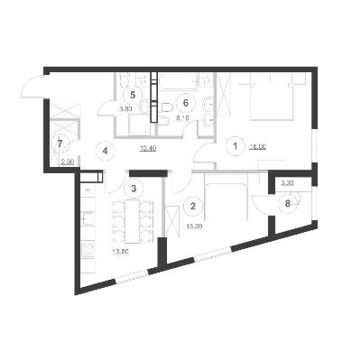 2-кімнатна 71.9 м² в ЖК Greenville Park від 31 500 грн/м², Київ
