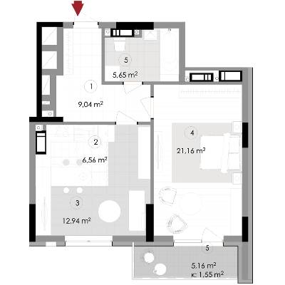 1-комнатная 56.9 м² в ЖК Подол Град Vintage от 50 400 грн/м², Киев