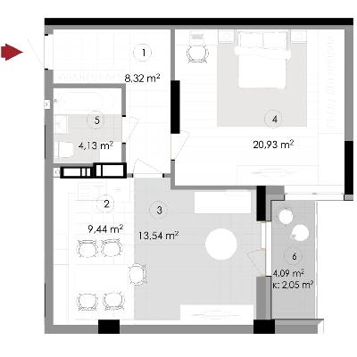 1-комнатная 58.41 м² в ЖК Подол Град Vintage от 50 400 грн/м², Киев