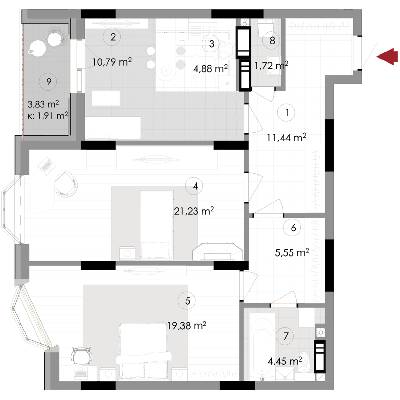 2-комнатная 81.35 м² в ЖК Подол Град Vintage от 37 800 грн/м², Киев
