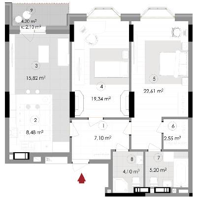 2-комнатная 87.3 м² в ЖК Подол Град Vintage от 37 800 грн/м², Киев