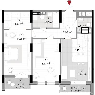 2-комнатная 79.86 м² в ЖК Подол Град Vintage от 37 800 грн/м², Киев