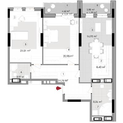 2-комнатная 98.63 м² в ЖК Подол Град Vintage от 37 800 грн/м², Киев