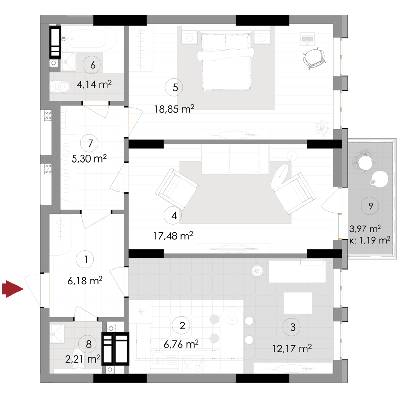 2-комнатная 74.28 м² в ЖК Подол Град Vintage от 37 800 грн/м², Киев