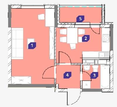 1-комнатная 40.13 м² в ЖК OK`LAND от 25 804 грн/м², Киев