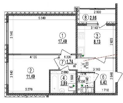 2-комнатная 53.7 м² в ЖМ Патриотика на озерах от застройщика, Киев