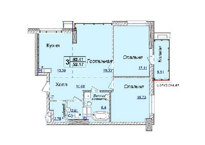 3-кімнатна 92.41 м² в ЖК Новопечерські Липки від 34 390 грн/м², Київ