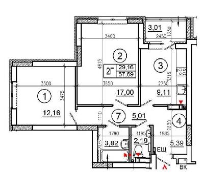 2-комнатная 57.69 м² в ЖМ Патриотика на озерах от застройщика, Киев