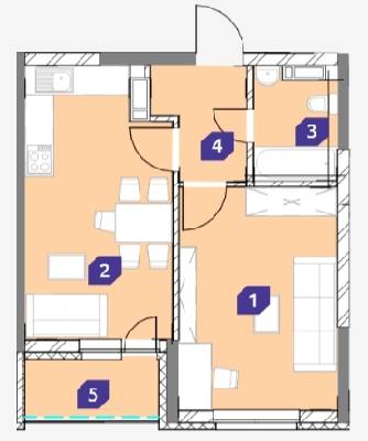 1-комнатная 43.17 м² в ЖК OK`LAND от 29 834 грн/м², Киев
