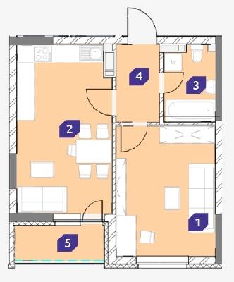 1-комнатная 46.3 м² в ЖК OK`LAND от 29 834 грн/м², Киев