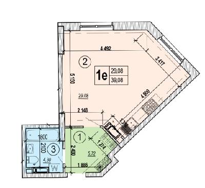 1-комнатная 39.08 м² в ЖК Podil Plaza & Residence от 50 000 грн/м², Киев