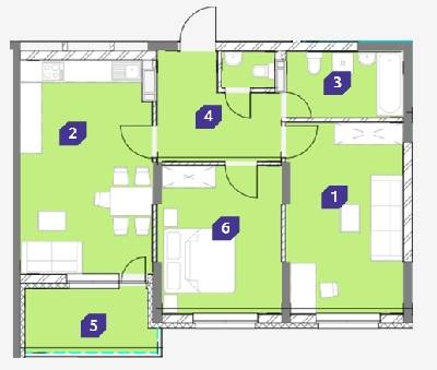 2-комнатная 75.11 м² в ЖК OK`LAND от 34 819 грн/м², Киев