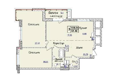 3-кімнатна 100.84 м² в ЖК Новопечерські Липки від 34 390 грн/м², Київ