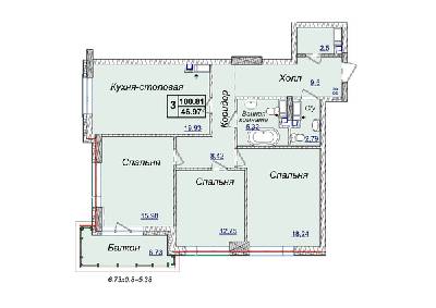 3-кімнатна 100.81 м² в ЖК Новопечерські Липки від 34 390 грн/м², Київ