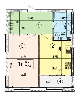 1-комнатная 55.7 м² в ЖК Podil Plaza & Residence от 35 000 грн/м², Киев