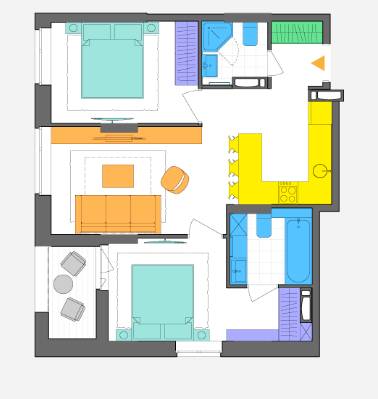 2-комнатная 52.6 м² в ЖК Комфорт Таун от 28 350 грн/м², Киев
