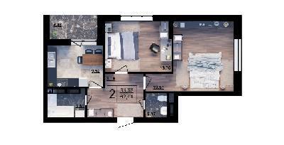 2-комнатная 62.41 м² в ЖК Парковый квартал «Город цветов» от 25 700 грн/м², Киев