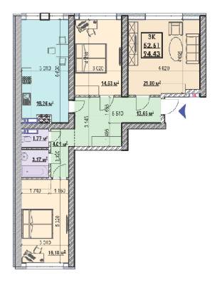 3-комнатная 94.43 м² в ЖК Ривьера от 24 000 грн/м², Киев