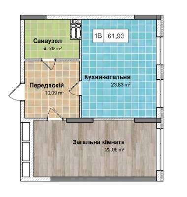1-комнатная 61.93 м² в ЖК Ривьера от 28 000 грн/м², Киев