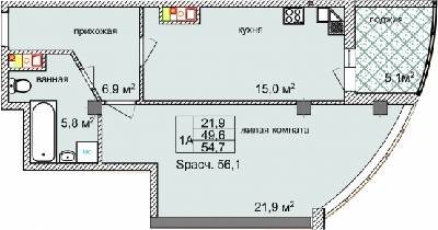 1-кімнатна 54.7 м² в ЖК Aqua Marine від 19 750 грн/м², Одеса