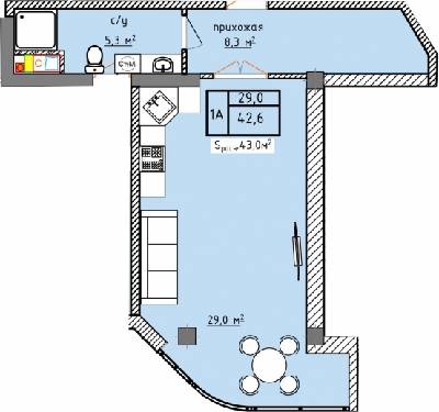 1-кімнатна 42.6 м² в ЖК Aqua Marine від 19 750 грн/м², Одеса