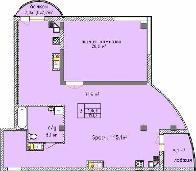 3-кімнатна 113.7 м² в ЖК Aqua Marine від 19 грн/м², Одеса