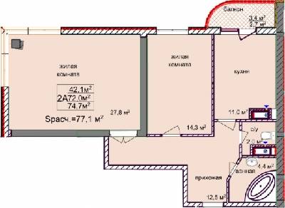 2-кімнатна 74.7 м² в ЖК Aqua Marine від 26 800 грн/м², Одеса