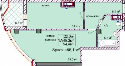 1-кімнатна 54.4 м² в ЖК Aqua Marine від 19 750 грн/м², Одеса