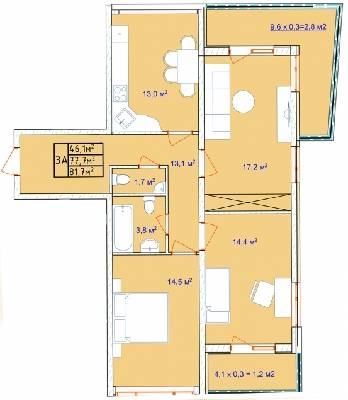 3-кімнатна 81.7 м² в ЖК Aqua Marine від 25 056 грн/м², Одеса