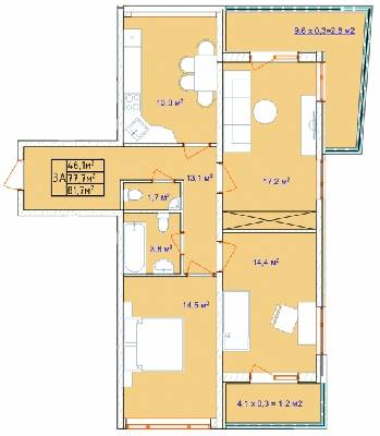 3-кімнатна 81.7 м² в ЖК Aqua Marine від 21 700 грн/м², Одеса