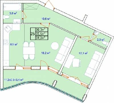 2-кімнатна 59 м² в ЖК Aqua Marine від 18 350 грн/м², Одеса
