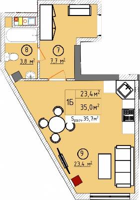 1-кімнатна 35 м² в ЖК Aqua Marine від 22 550 грн/м², Одеса