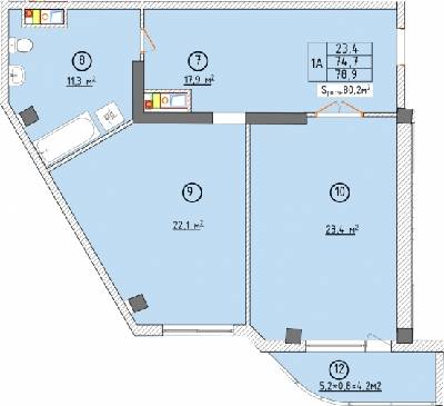 1-кімнатна 78.9 м² в ЖК Aqua Marine від 24 800 грн/м², Одеса