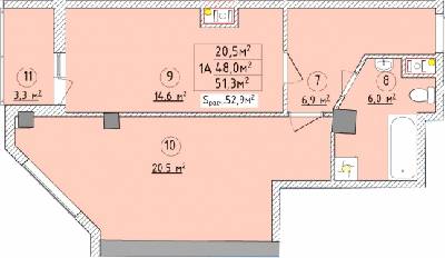 1-кімнатна 51.3 м² в ЖК Aqua Marine від 24 800 грн/м², Одеса
